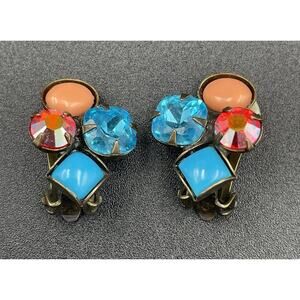 SORRELLI Rhinestone Stone Clip On Earrings